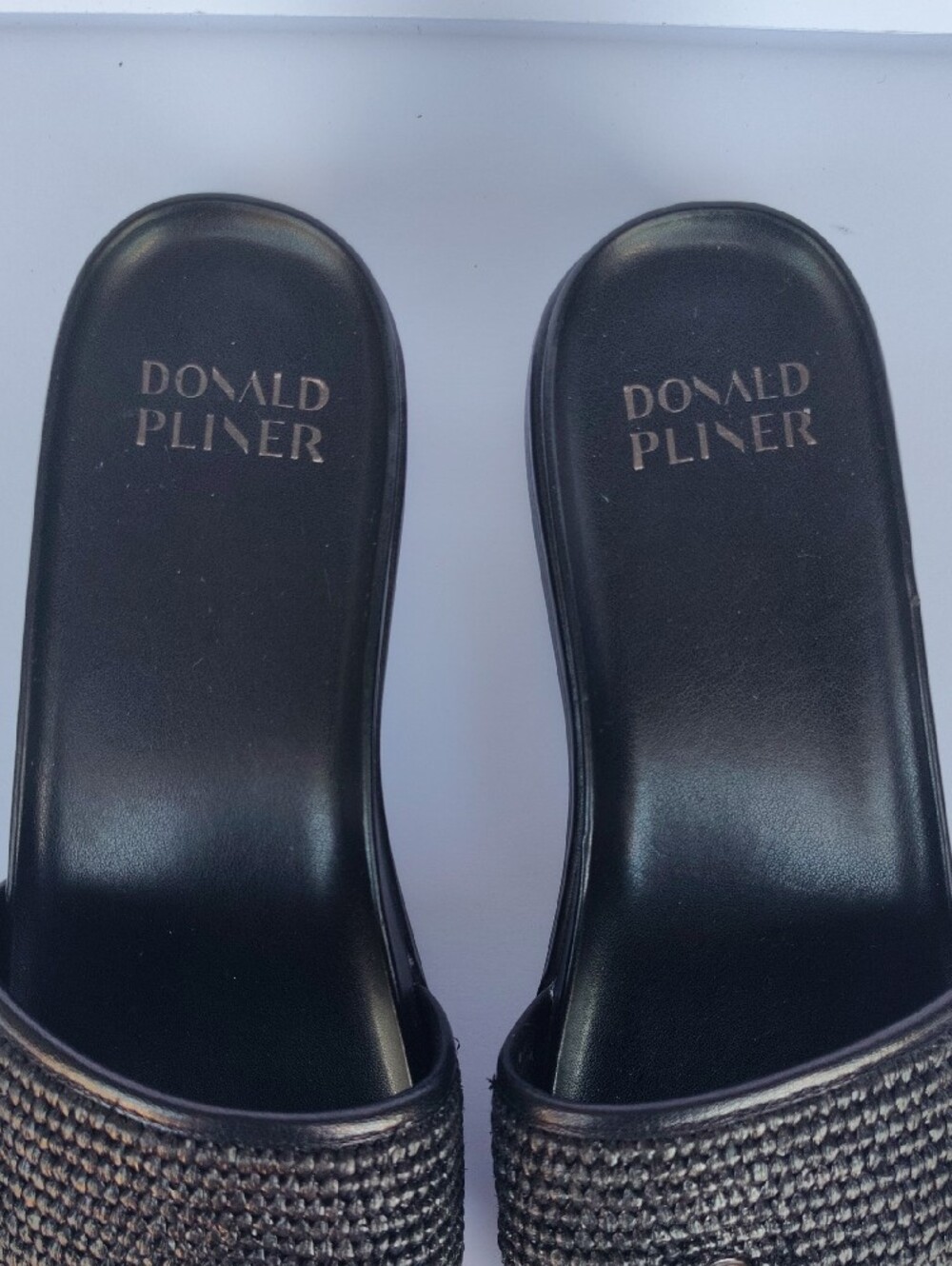 Donald J. Pliner Black Woven Slide Mules with Metallic Accent - Picture 2 of 7